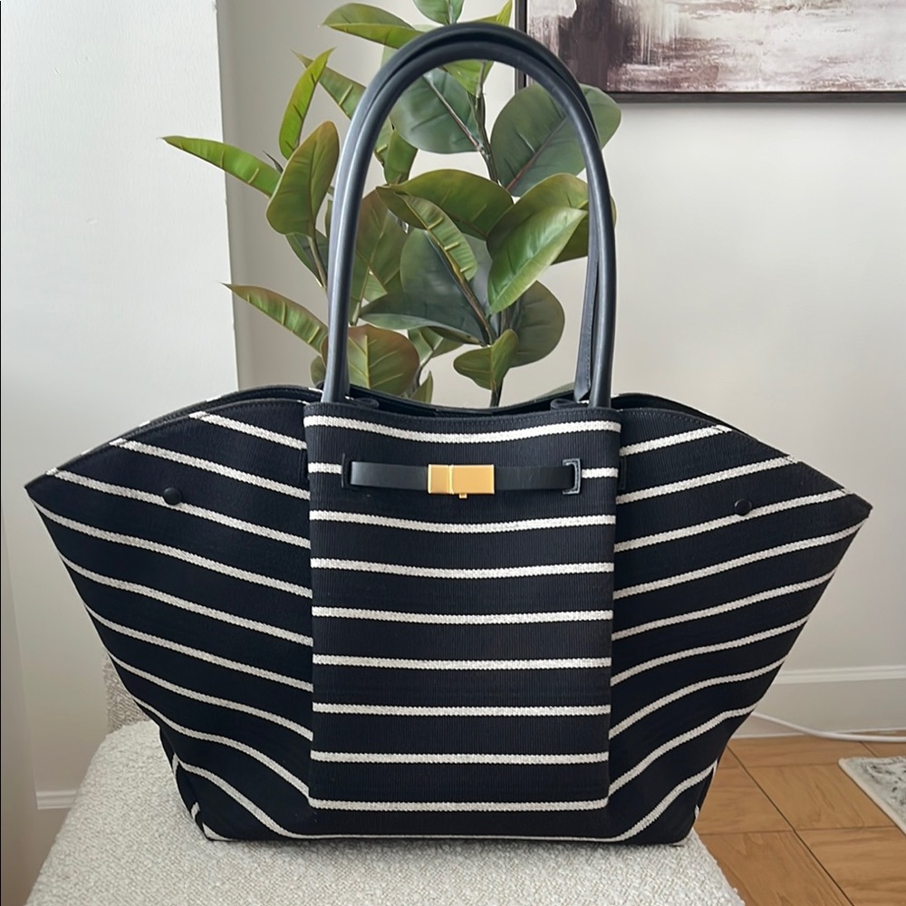 DeMellier London Black New York Breton-stripe Cotton Tote Bag